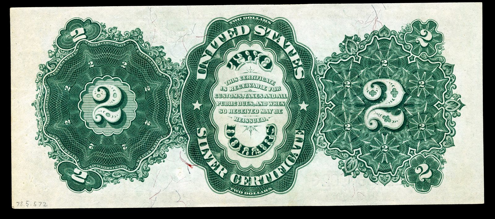 1891 $2 Silver Certificate back