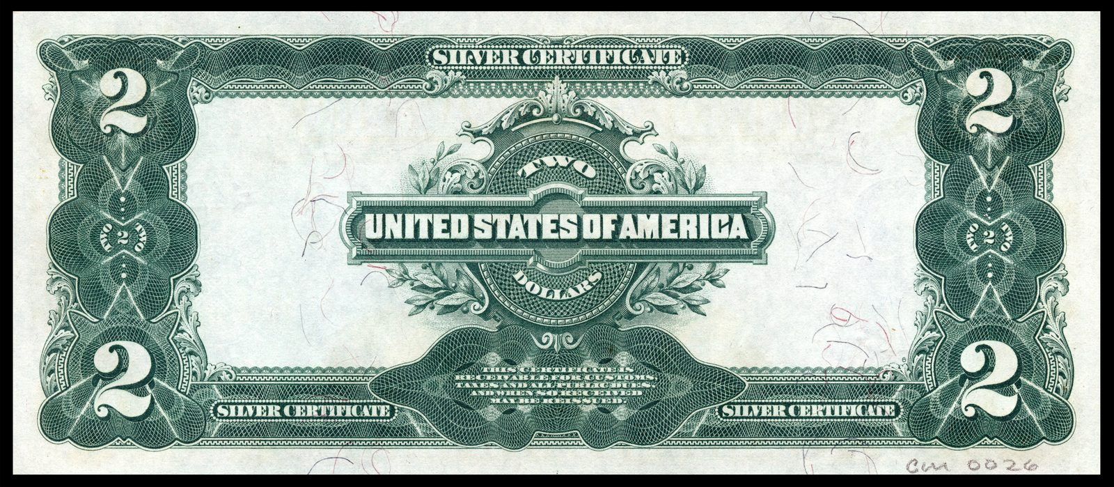 1899 $2 Silver Certificate back