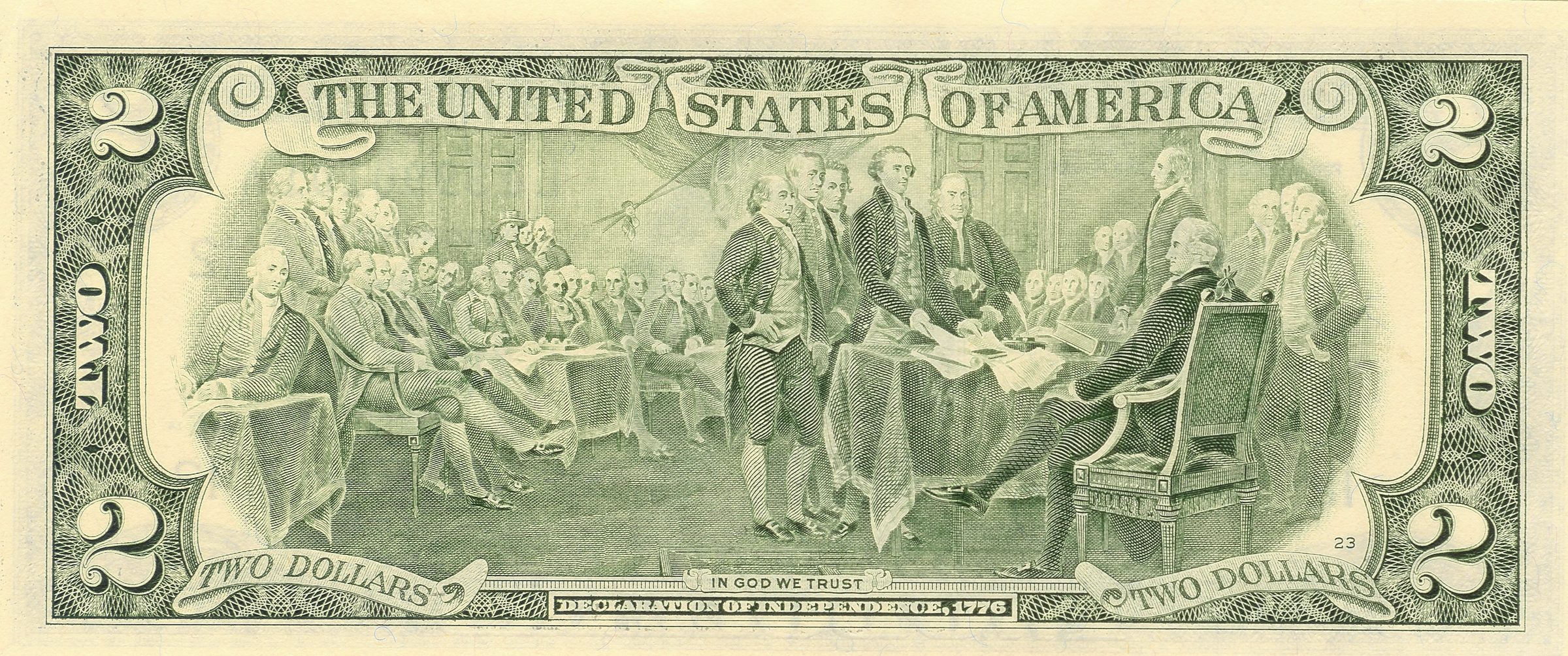Series 2003 two-dollar Federal Reserve Note back