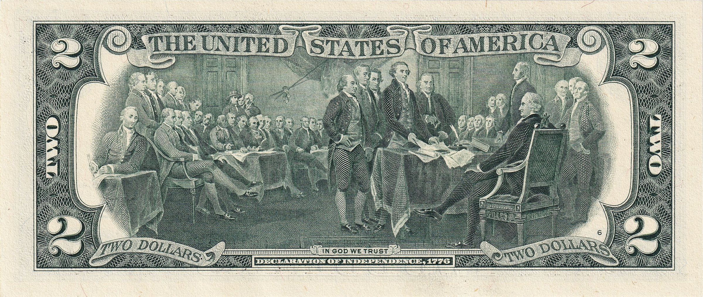 Series 2017A two-dollar Federal Reserve Note back