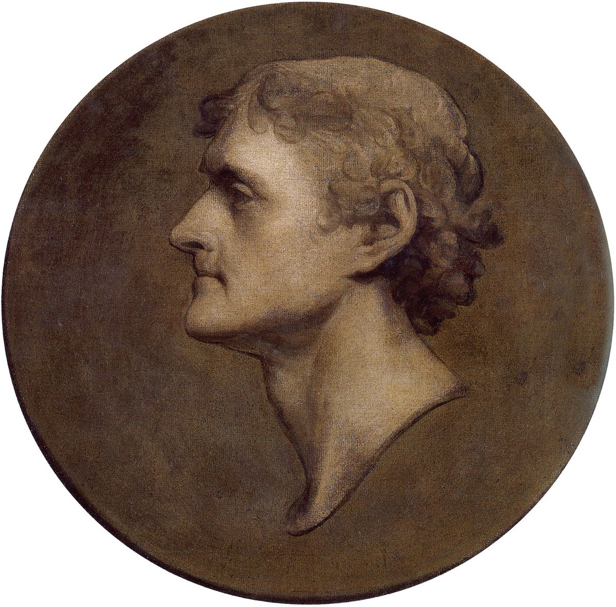 Gilbert Stuart medallion portrait of Thomas Jefferson in profile, painted in 1805
