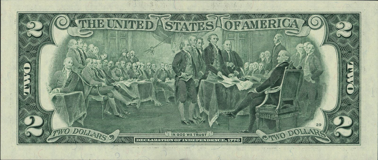 Back of a modern $2 Federal Reserve Note